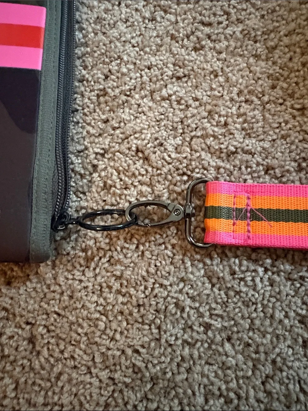 Haute Shore Camo Wristlet Pouch with Pink & Red Contrasting Stripe